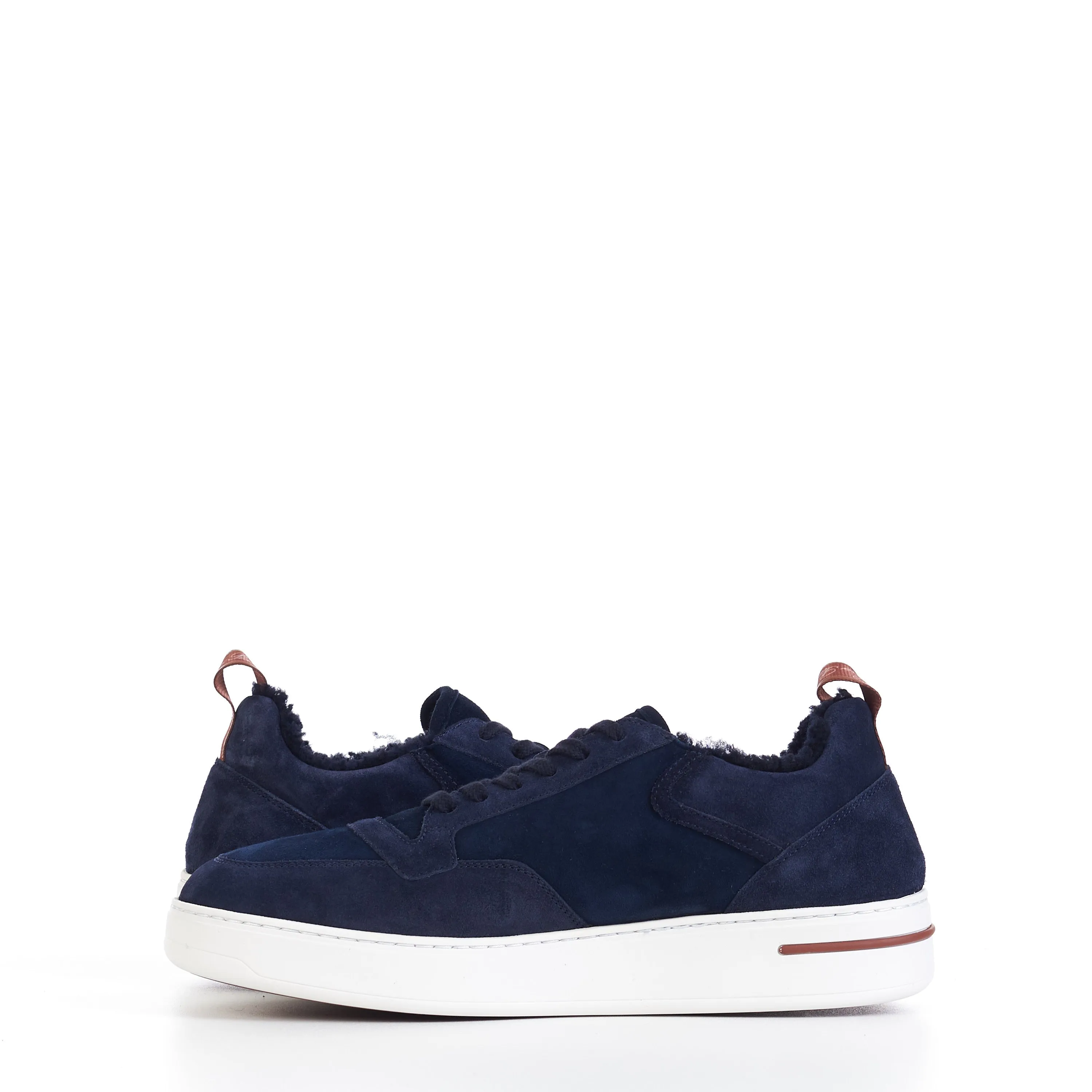 Newport Sneaker With Shearling Lining In Navy Blue Suede