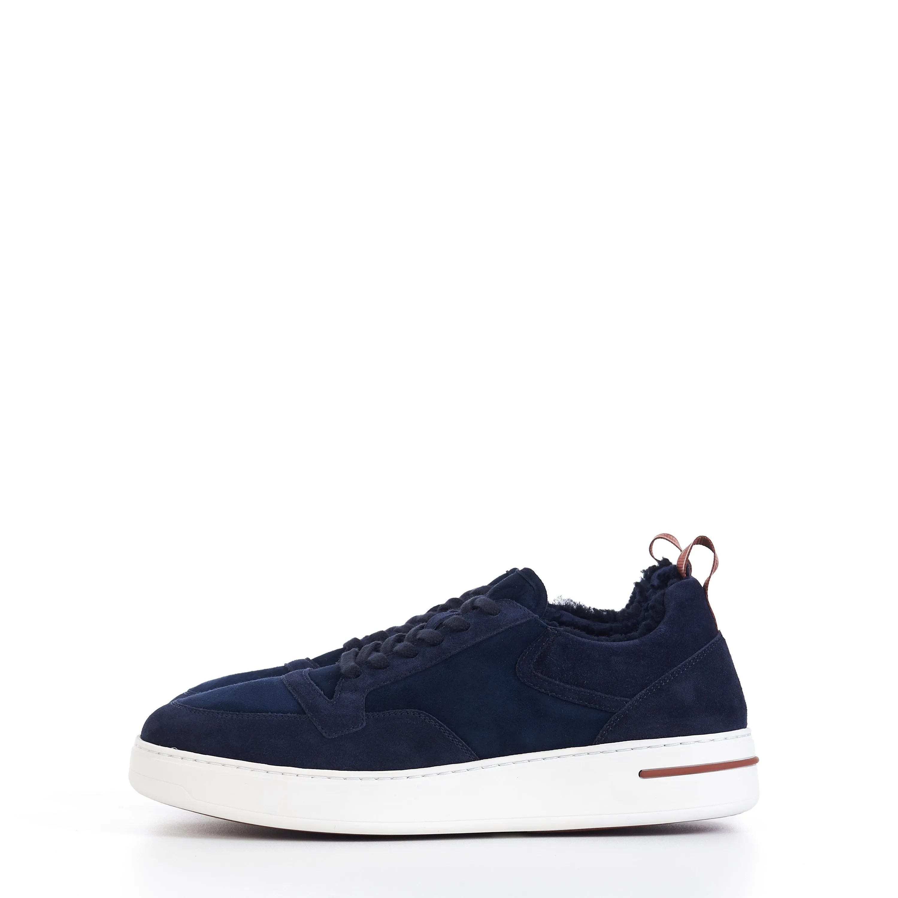 Newport Sneaker With Shearling Lining In Navy Blue Suede