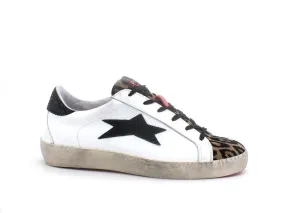 OKINAWA Low Sneaker Star Bianco Nero Leopard 2108