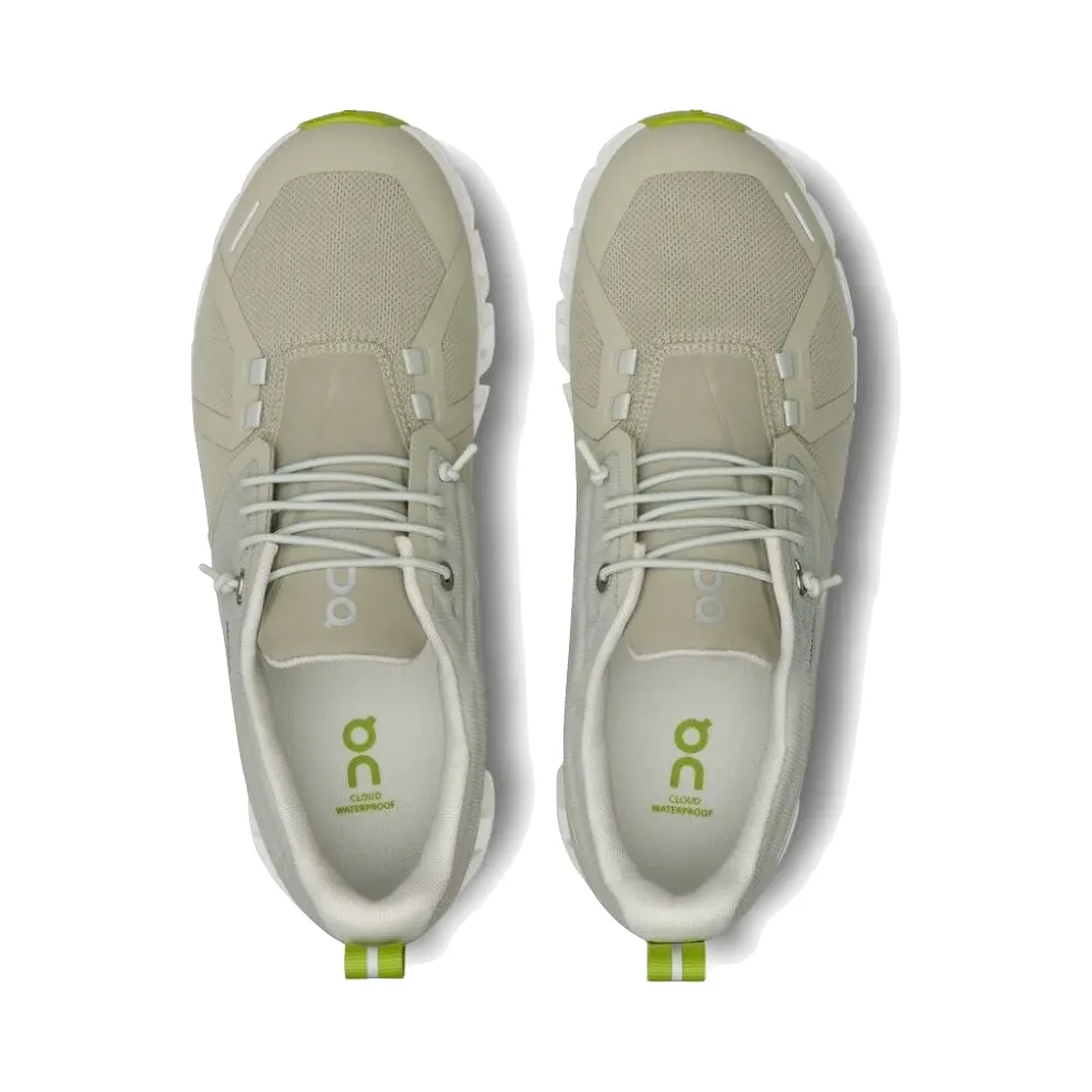 On Women's Cloud 5 Waterproof Sneaker in Chalk/Ice