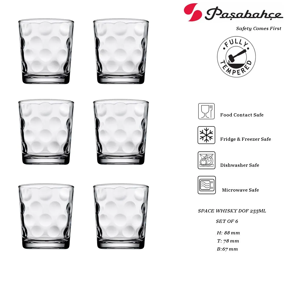 Pasabahce SPACE DOF 255 ml tempered glasses Whisky Cup Set of 6