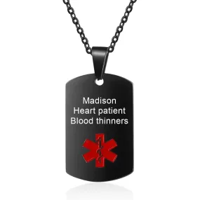 Personalized Medical Alert ID Necklaces for Men & Women 4 Color Stainless Steel Engraving Emergency Pendant Customized Jewelry