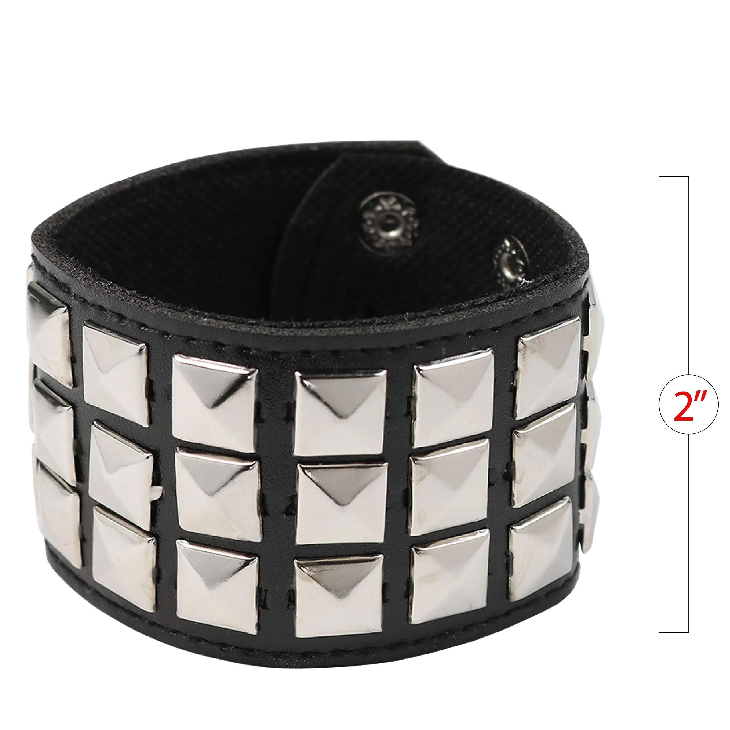 Punk Leather Stud Bracelet - Leather Cuff Biker Bracelet with Studs for Men, Women and Kids