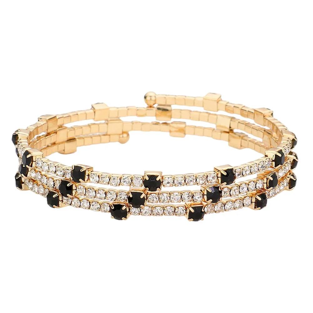 Rhinestone Coil Evening Bracelet