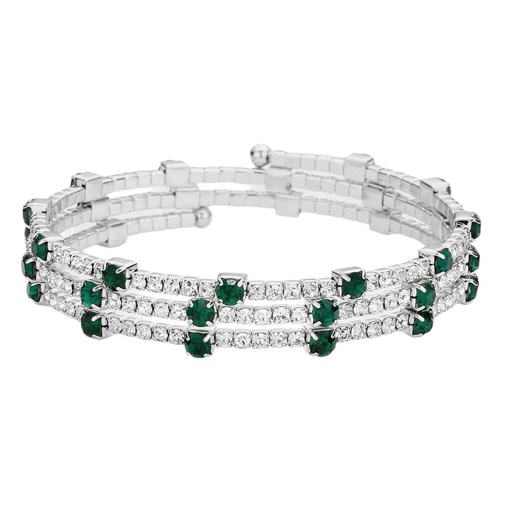 Rhinestone Coil Evening Bracelet