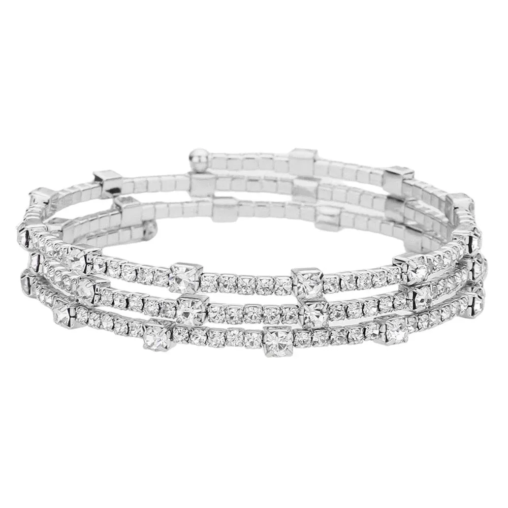 Rhinestone Coil Evening Bracelet