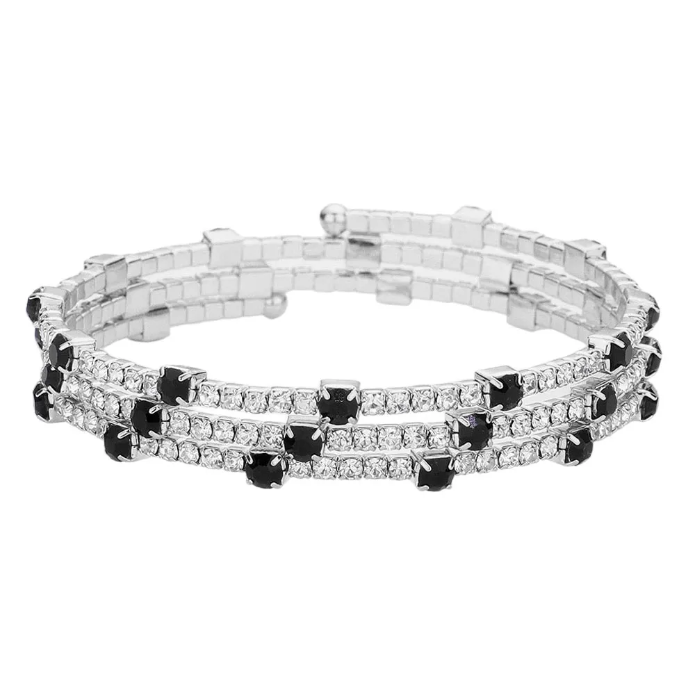 Rhinestone Coil Evening Bracelet