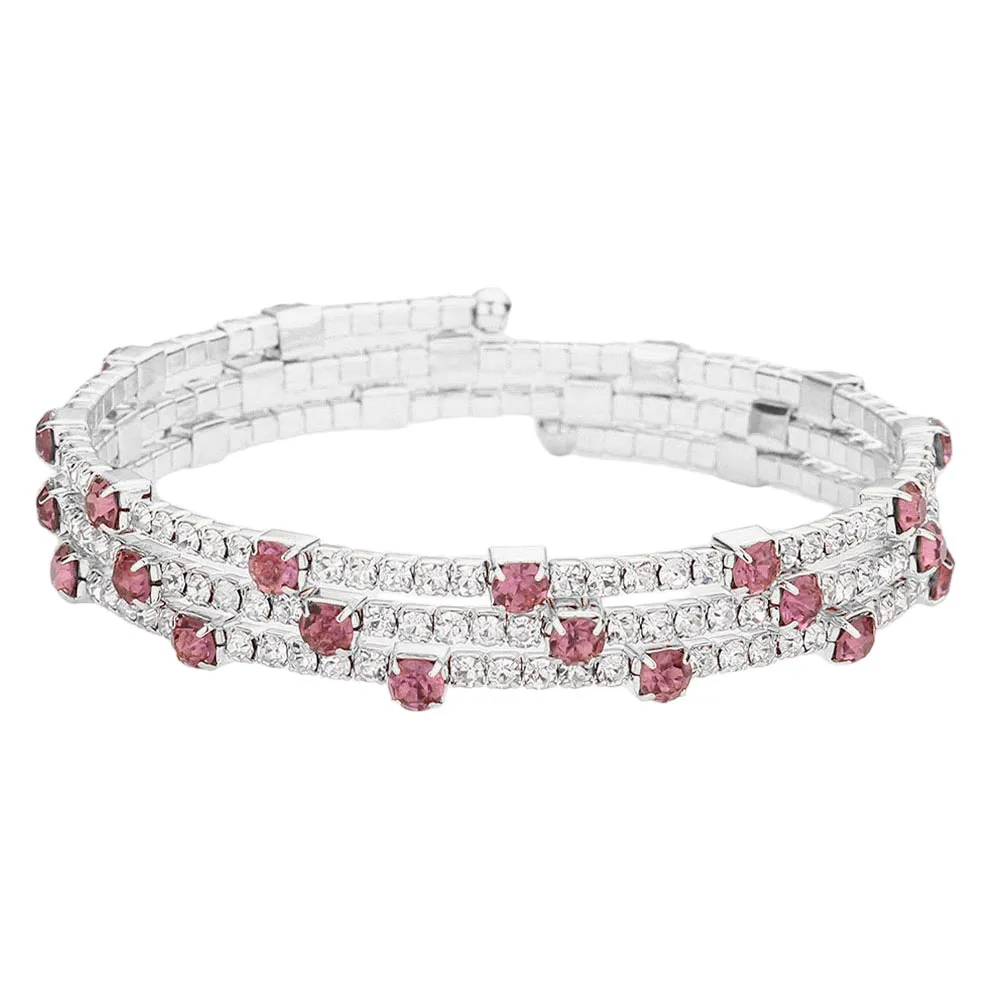 Rhinestone Coil Evening Bracelet