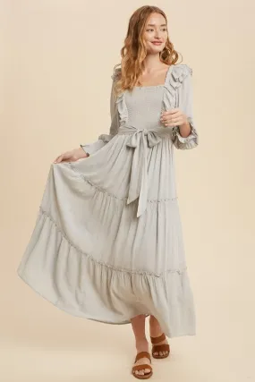 Savanah Ruffle Summer Dress in Stone