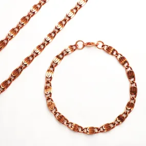 Scroll Chain | Copper Jewelry Set | Solid Copper Chain Necklaces | Bracelet SET66