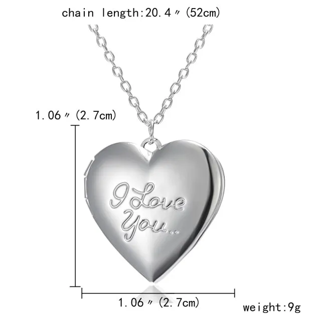 Unique Carved Design Heart-shaped Photo Frame Pendant Necklace Charm Openable Locket Necklaces Women Men Memorial Jewelry