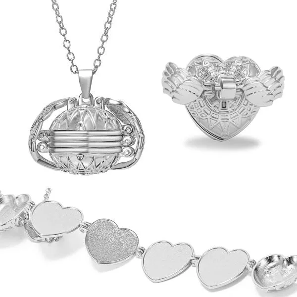 Unique Carved Design Heart-shaped Photo Frame Pendant Necklace Charm Openable Locket Necklaces Women Men Memorial Jewelry