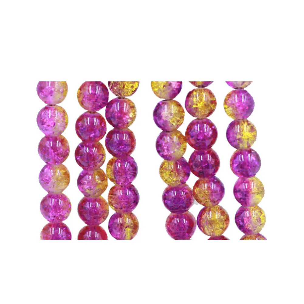 US 100-200 Pack 8mm Loose Round Spacer Beads Strand Crackle Lampwork Glass Beads