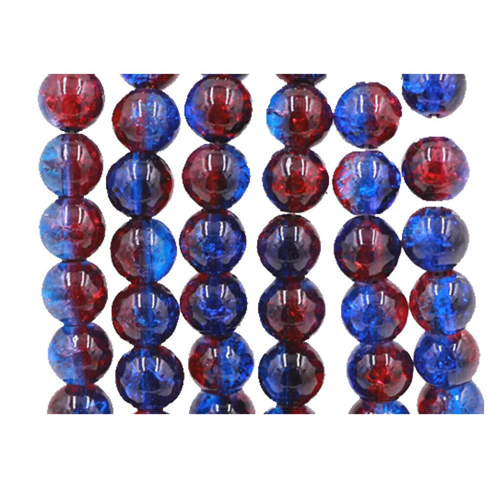 US 100-200 Pack 8mm Loose Round Spacer Beads Strand Crackle Lampwork Glass Beads