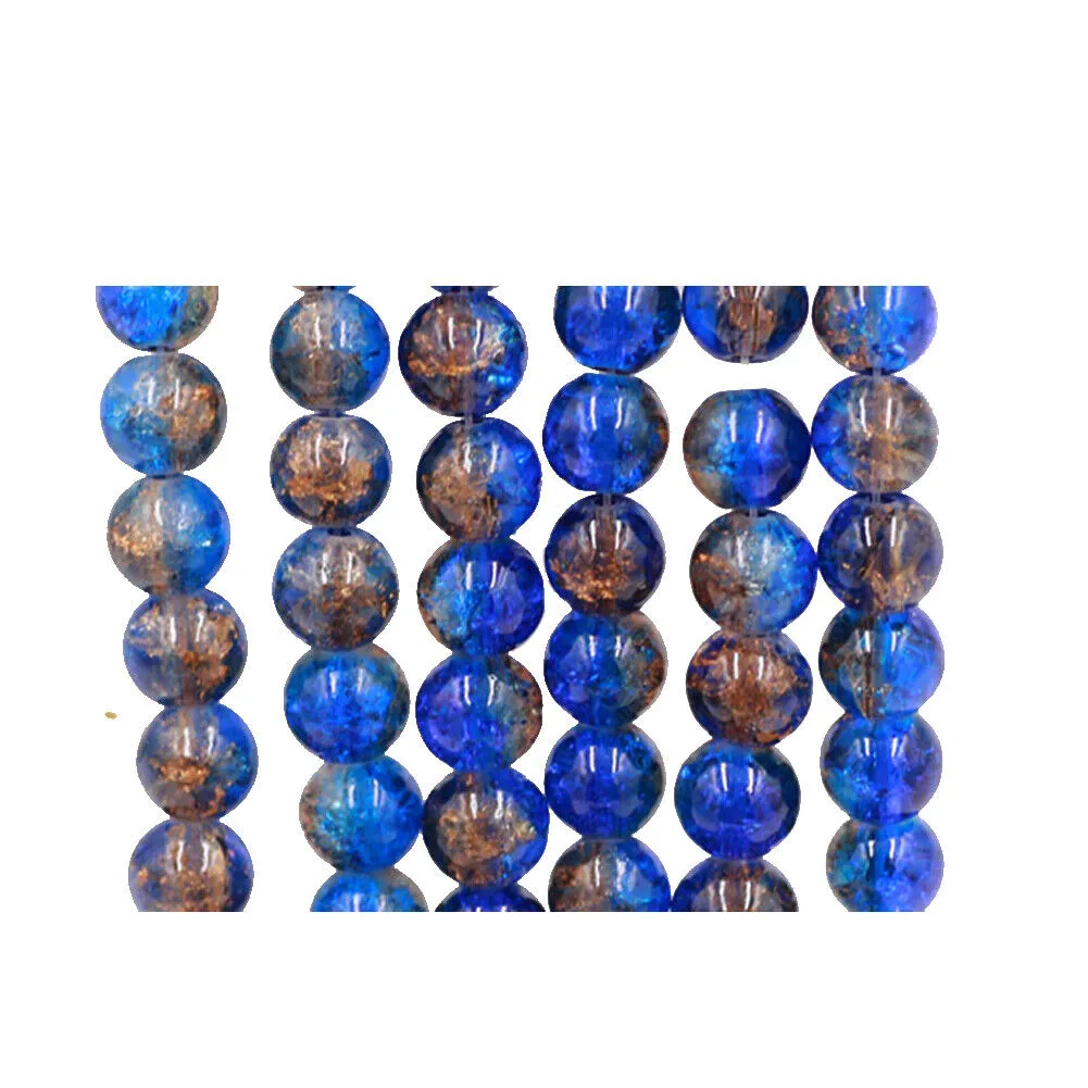 US 100-200 Pack 8mm Loose Round Spacer Beads Strand Crackle Lampwork Glass Beads