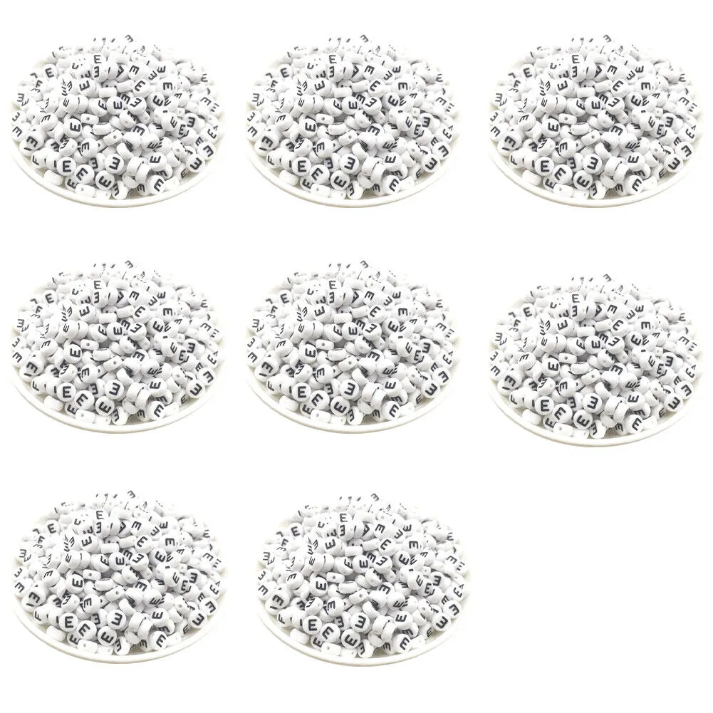 US 400-800 Round 7mm Acrylic Alphabet Beads Flat Round Letter DIY Jewelry Making