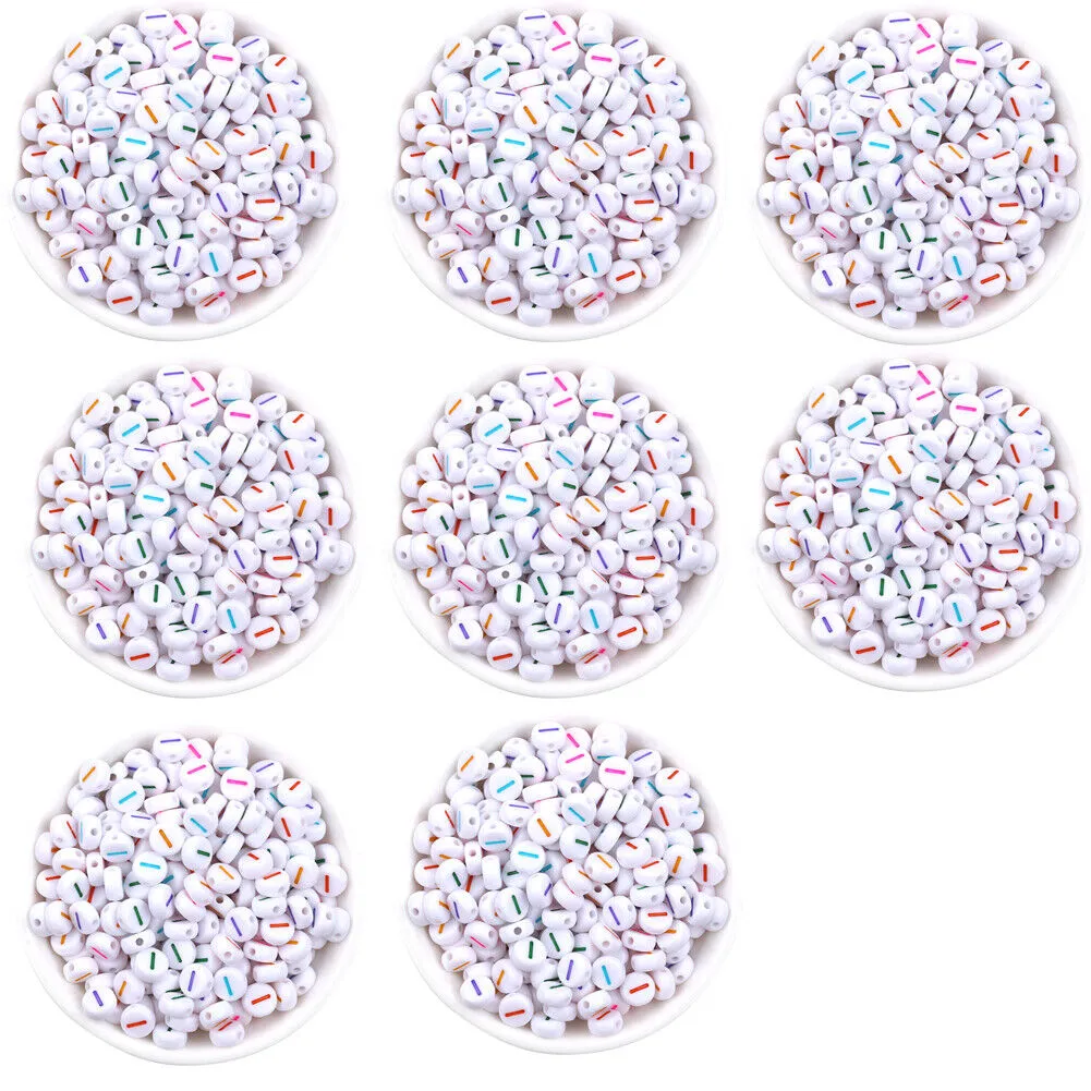 US 400-800 Round 7mm Acrylic Alphabet Beads Flat Round Letter DIY Jewelry Making