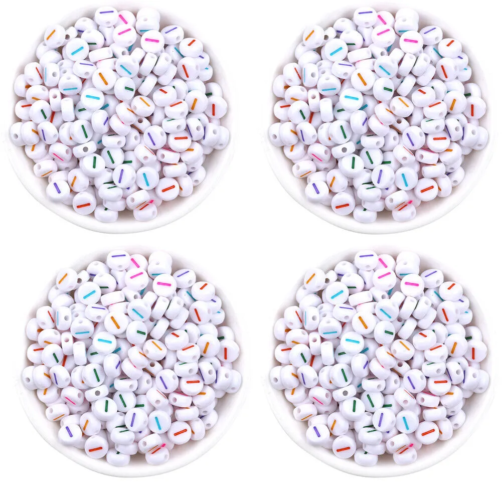 US 400-800 Round 7mm Acrylic Alphabet Beads Flat Round Letter DIY Jewelry Making