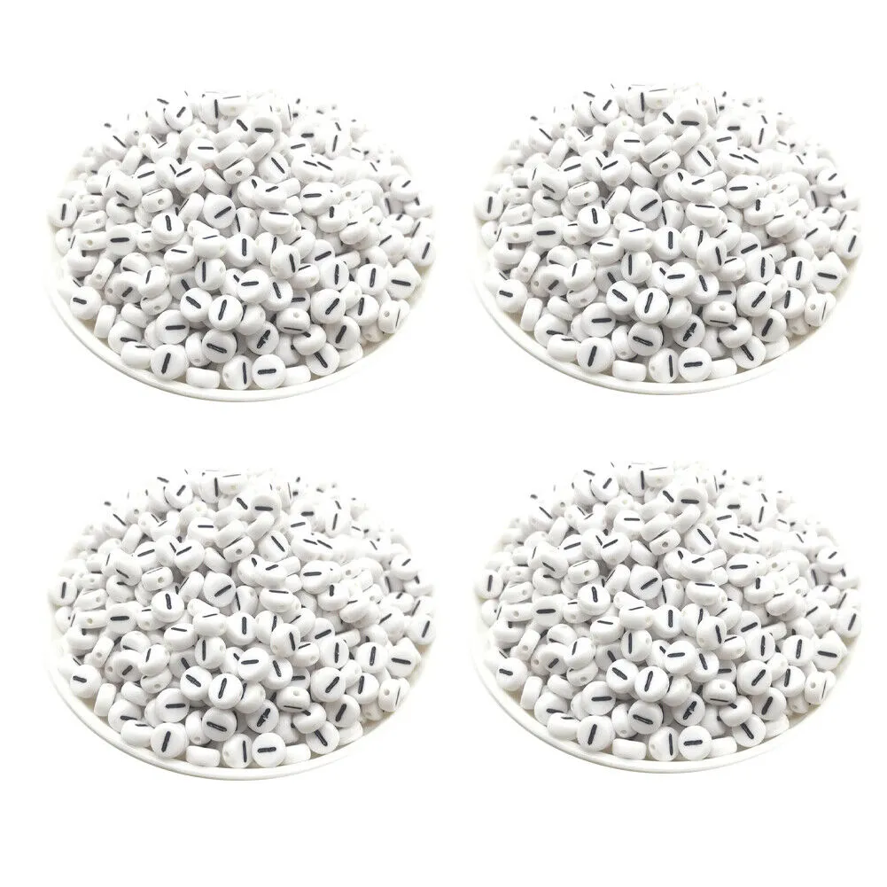 US 400-800 Round 7mm Acrylic Alphabet Beads Flat Round Letter DIY Jewelry Making