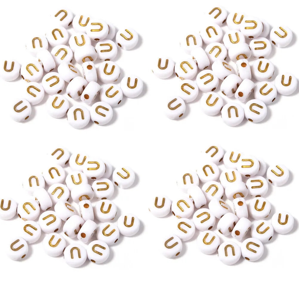 US 400-800 Round 7mm Acrylic Alphabet Beads Flat Round Letter DIY Jewelry Making