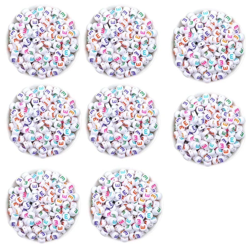 US 400-800 Round 7mm Acrylic Alphabet Beads Flat Round Letter DIY Jewelry Making