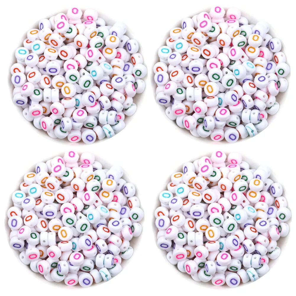 US 400-800 Round 7mm Acrylic Alphabet Beads Flat Round Letter DIY Jewelry Making