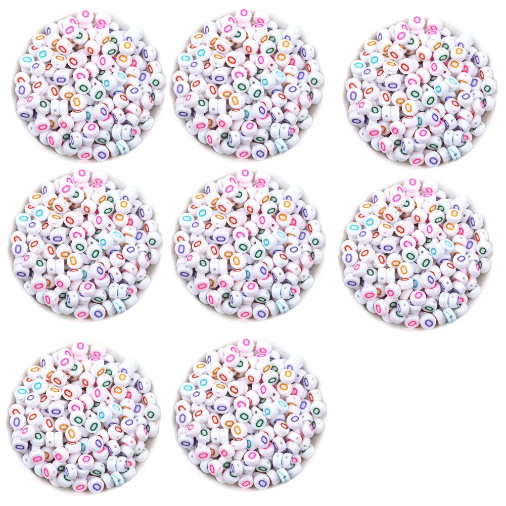 US 400-800 Round 7mm Acrylic Alphabet Beads Flat Round Letter DIY Jewelry Making