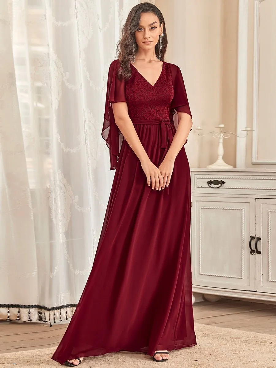 Wholesale Deep V Neck Evening Dress with Lace