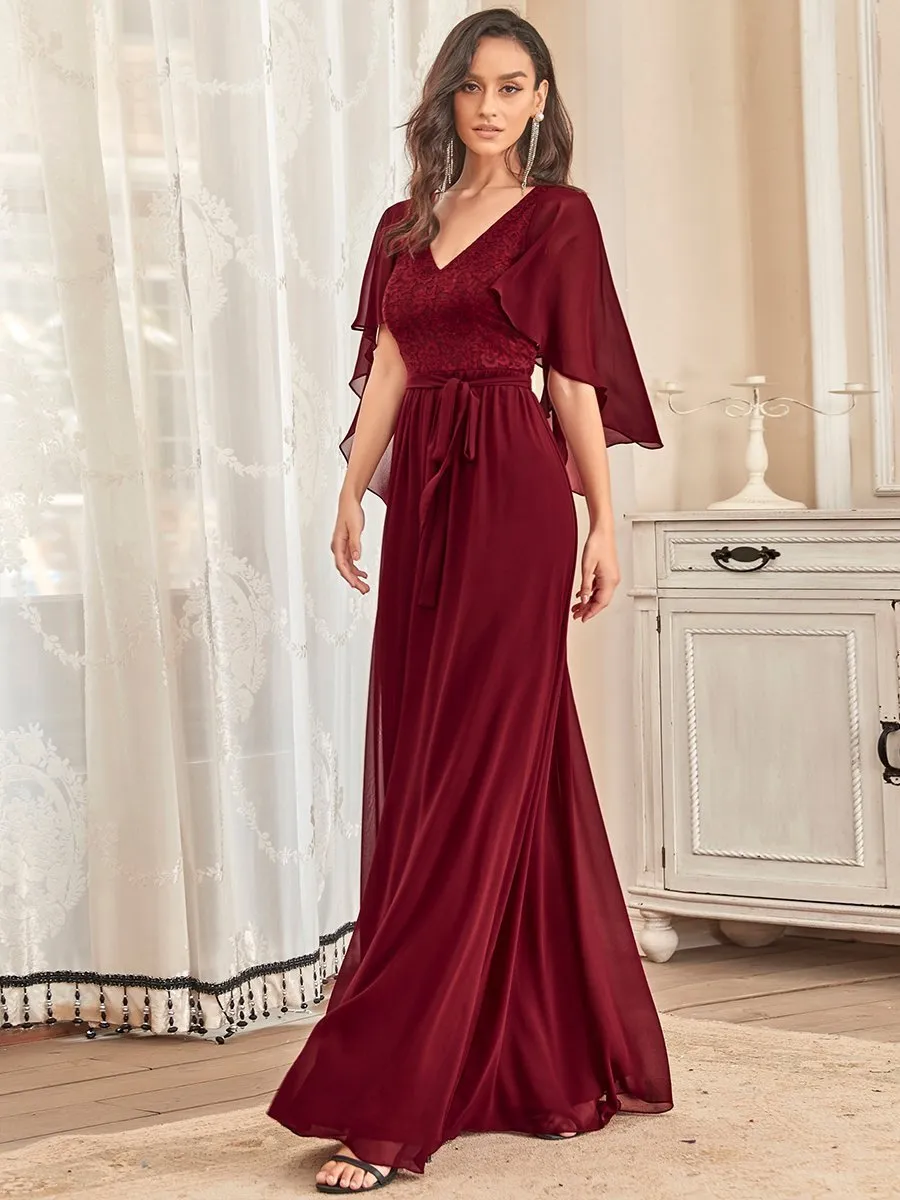 Wholesale Deep V Neck Evening Dress with Lace