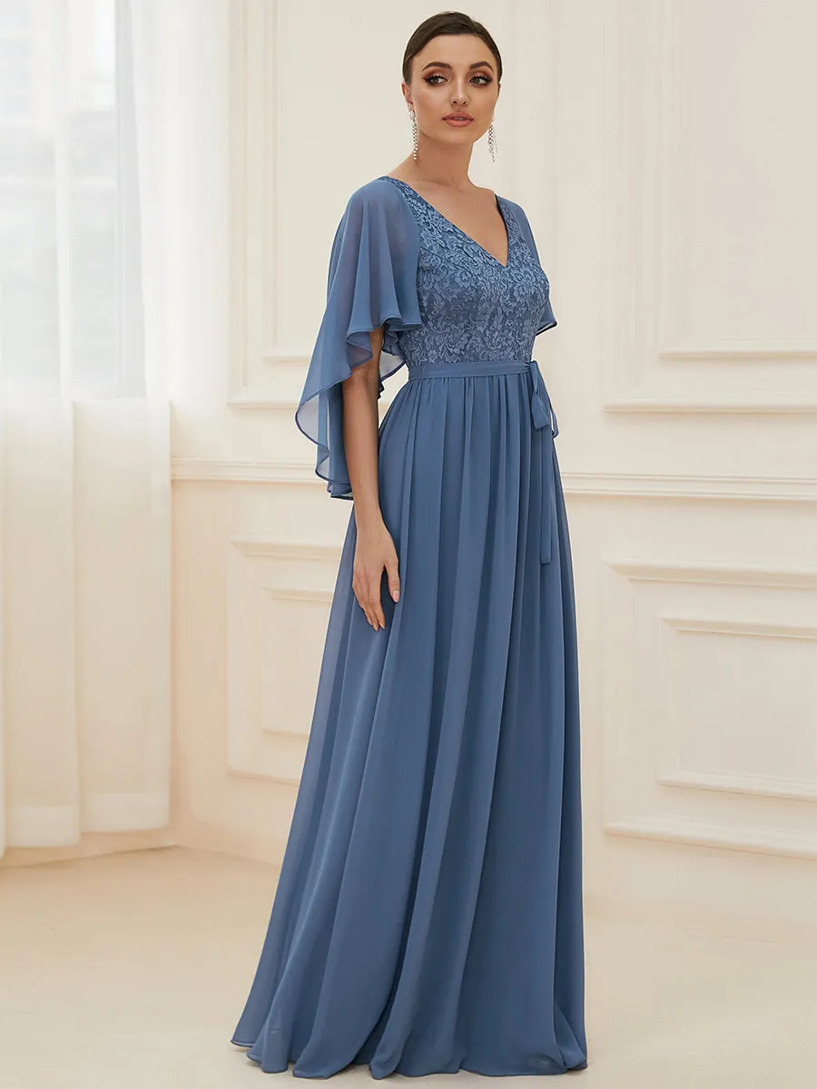 Wholesale Deep V Neck Evening Dress with Lace