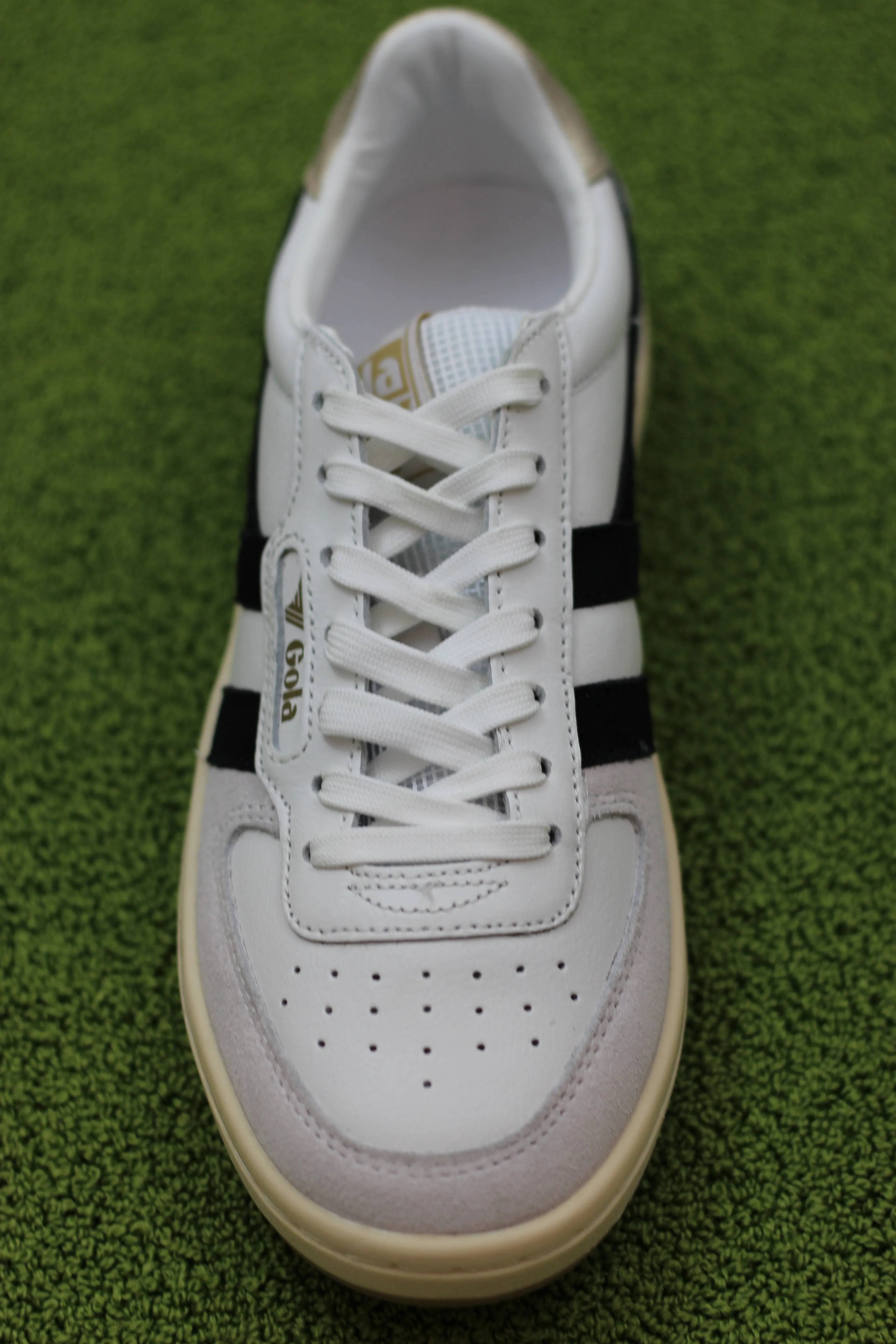 Women's Hawk Sneaker - White/Black/Gold Leather/Suede