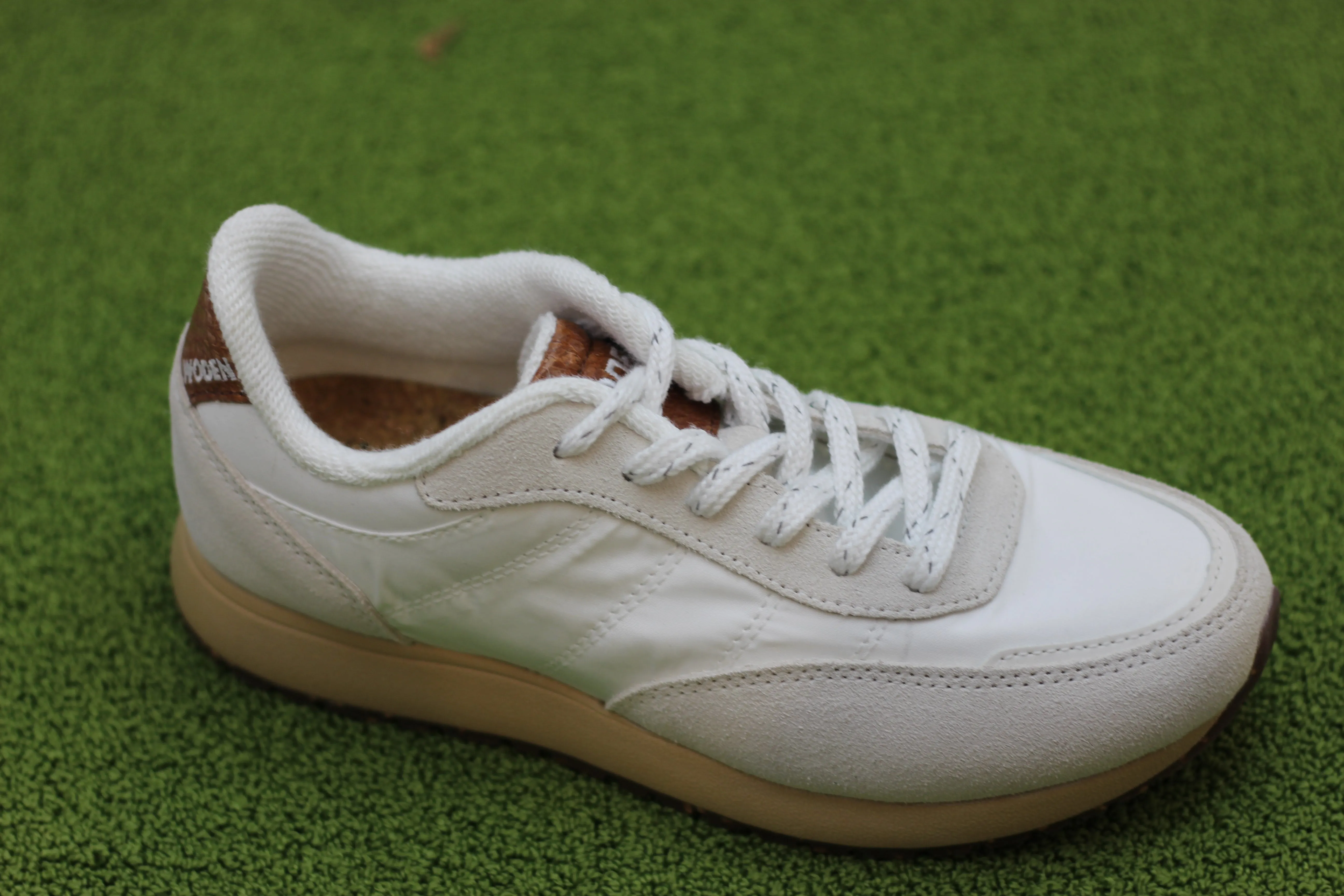 Womens Nellie Sneaker  - White/White Nylon/Suede