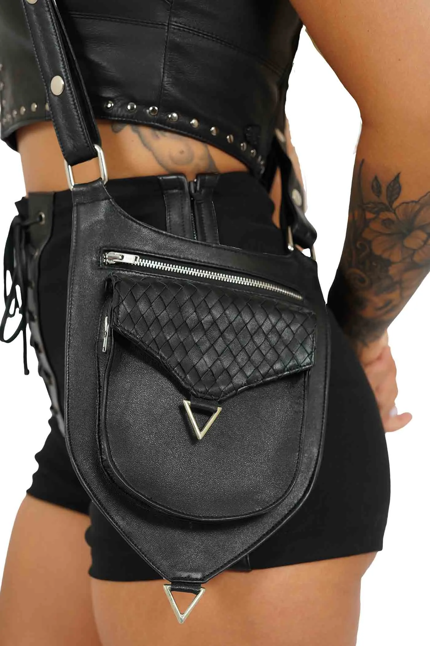 Woven Leather Shoulder Holster Bags