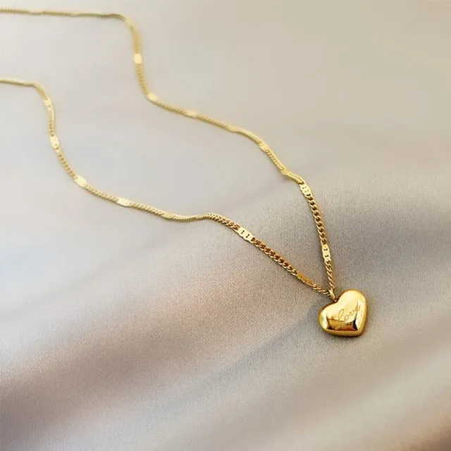 XIYANIKE 316L Stainless Steel Gold Color Love Heart Necklaces For Women Chokers 2021Trend Fashion Festival Party Gift Jewelry